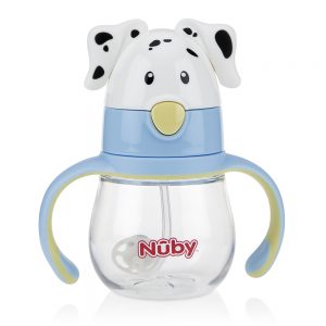 Nuby NB10510-BL 卡通狗360°彈跳吸管水杯/晶透杯系列 - 大麥町狗狗造型杯(360度吸管)250 ml - 男孩